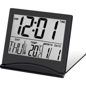 Elektronik Katlanır LCD Dijital Çalar Saat Siyah (Yurt Dışından)