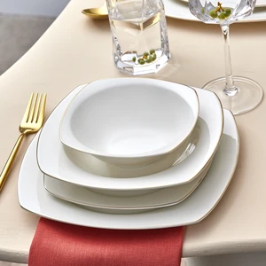 Square Bone Mane 24 Parça 6 Kişilik Yemek Takımı Gold