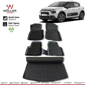 Citroen C3 Paspas Bagaj Havuzu Set 2017 Sonrası 3D Ultraflex Set