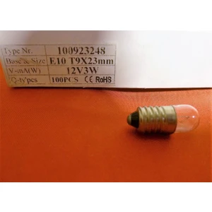 12V 3W E10 9X23 Vidalı Ampul. 10 Ad.