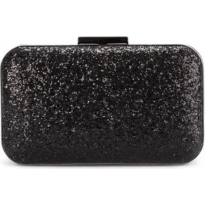 Siyah Renk Pullu Pulpayet Oval Metal Gümüş Kasalı Zincirli Kadın Abiye Çanta