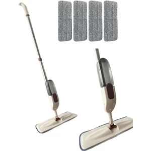 Spin Mop Sprey Mop Deterjan Hazneli 4 Adet Moplu Spreyli Temizlik Paspası