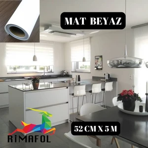 Mat Beyaz Mobilya Dolap Tezgah Kaplama Folyosu 52CMX5M