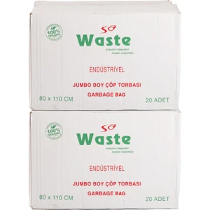 Sa Waste Jumbo Boy Çöp Poşeti 80*110 cm 20'li 2 Koli 400 Adet