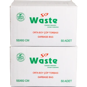 Sa Waste Orta Boy Çöp Poşeti 55*60 cm 50'li 2 Koli 1500 Adet