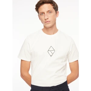 E 4.0 Design Studio x Fabrika Kırık Beyaz Erkek Bisiklet Yaka T-Shirt F3WM-TST-F24