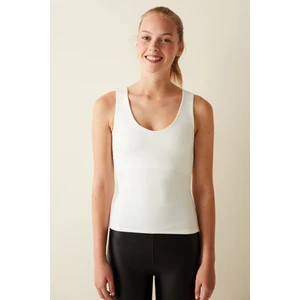 V Neck Beyaz Üst