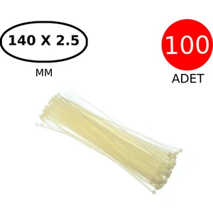 Kablo Bağı Cırt Kelepçe 140 mm x 2.5 mm Beyaz 100 Adet Poşet