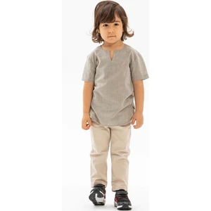 Eliş Şile Bezi Kısa Kol Şile Bezi Bisiklet Yaka Erkek Çocuk T-Shirt Taş