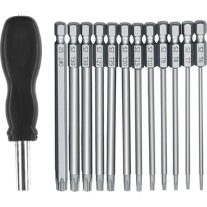 13 Adet 100MM Torx Uzun Tornavida Uçları Seti, Manyetik Torx Bit Seti T6-T40, 1/4 Inç Hex Shank Elektrikli Tornavida Araçları (Yurt Dışından)