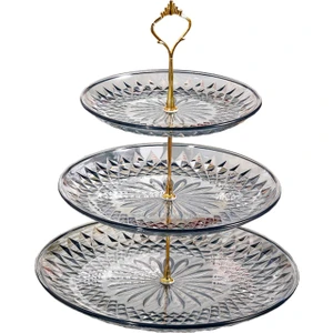 Modern Servis Tepsisi Tatlı Şeker Yuvarlak Tepsi Katmanlı Tepsi Kek Standı Sofra Üç Katlı Gri (Yurt Dışından)