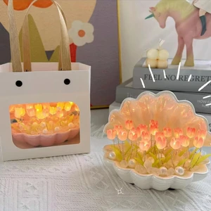 Diy Kabuk Lale Gece Lambası - Beyaz Plastik Kabuk 20 Pembe (Yurt Dışından)