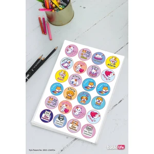 Baskı Life Sevimli Hayvanlar Kedi Köpek Ödev Etiket Sticker Öğretmen Aferin Harikasın Etiketleri 210 Adet