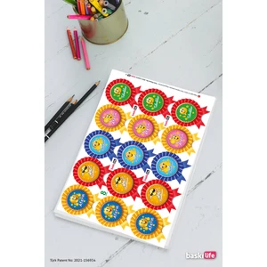 Baskı Life Rozet Kurdale Ödev Etiket Sticker Öğretmen Aferin Harikasın Etiketleri 120 Adet