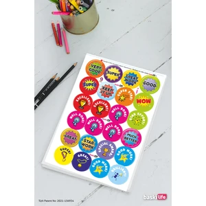 Baskı Life Ödev Etiket Emoji Ingilizce Sticker Öğretmen Well Done Wery Good Etiketleri 216 Adet