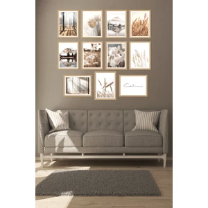 Notpa Dekorize Mdf 11 Parça 3 mm Çerçeve Görünümlü Salon ve Oda Için Tablo Seti Hasat ve Tarla