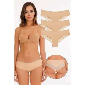 Kadın Lazer Kesim Dantelli Külot 3 Lü Paket Set