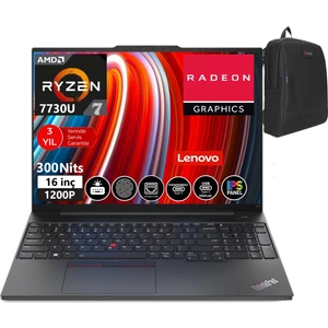 Thinkpad E16 Gen1 Amd Ryzen™ 7 7730U 40GB 1tb SSD 16" Dos Wuxga IPS Dizüstü Bilgisayar TB21JT0017TX15+WEBLEGELSINÇANTA
