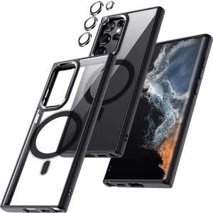Seashell Digital Samsung Galaxy S23 Ultra Manyetik Telefon Kılıfı Akrilik+Tpu Anti-Drop Temiz Telefon Kapak Black (Yurt Dışından)