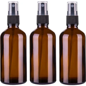 Siyah Sprey Başlıklı Amber Cam Şişe Kolonya Parfüm Şişesi 3 Adet 100 ml