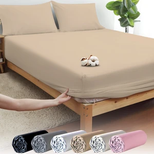 Vionel Home Bej Pamuklu Ranforce Tek Kişilik Lastikli Çarşaf + 1 Yastık Kılıfı 90 x 200