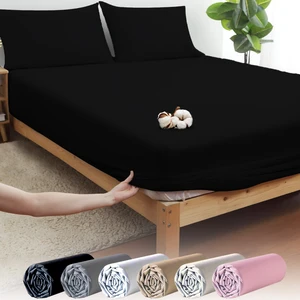 Vionel Home Siyah Pamuklu Ranforce Tek Kişilik Lastikli Çarşaf + 1 Yastık Kılıfı 120 x 200