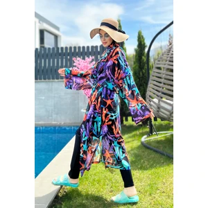 Remsa Mayo Remsa Tesettür Mayo Üzerine Tek Kaftan Kimono Pareo RP004A Mercan