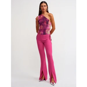 70318 Yırtmaç Detaylı Pantolon-Fuşya