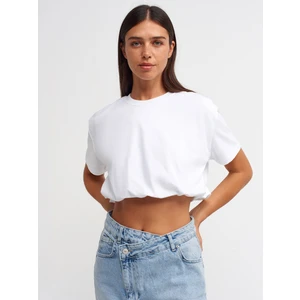 30402 Lastik Detaylı Tshirt-Beyaz