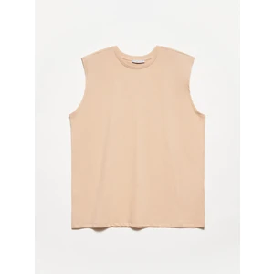 30313 Kolsuz Oversize Uzun Tshirt-Bej