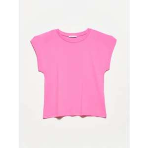 3504 Bisiklet Yaka Penye T-Shırt-Pembe