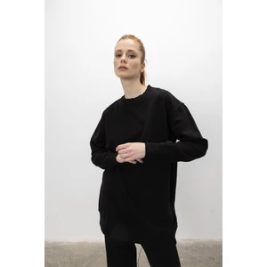 Oversize Basic 3 Iplik Diagonel Kumaş Şardonsuz Uzun Sweatshirt