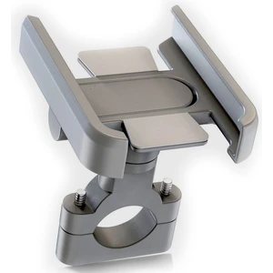 Gidon Bağlantılı Full Alüminyum Gövdeli Motosiklet-Bisiklet Telefon Tutucu Gri