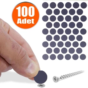 Yapışkanlı Vida Tapası Tıpası Antrasit Gri Vida Kapatıcı Kapağı (100 Adet)
