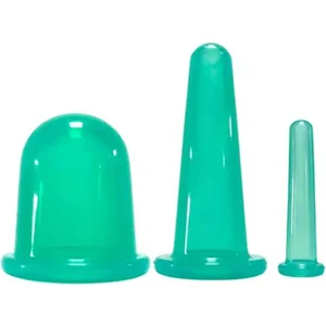 Silikon Yüz  Ve Boyun Masaj Kupa Seti 3'Lü Yeşil Renk