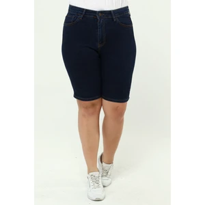 CEDY DENİM KADIN BÜYÜK BEDEN YÜKSEK BEL LİKRALI SLİMFİT JEANS ŞORT-C606