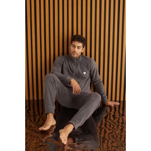 Erkek Polar Fermarlı Pijama Takımı-Antracite