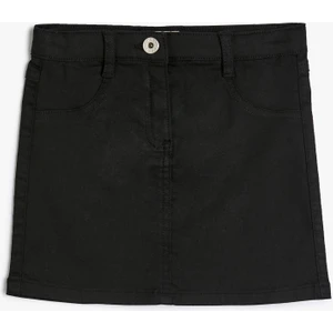 Mini Etek Cepli Düğmeli Pamuklu