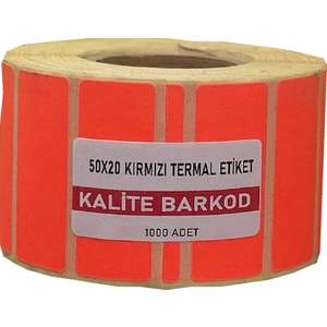 Kalite Barkod 50X20 Kırmızı Termal Etiket