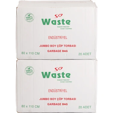 Sa Waste Jumbo Boy Çöp Poşeti 80*110 cm 20'li 2 Koli 400