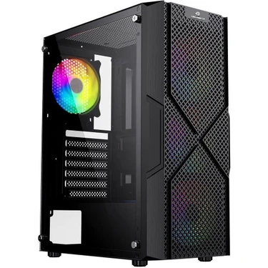 GameBooster GB-PW908B USB 3.0, ATX Mesh Panel, Dahili 4 RGB Fanlı (3 Ön 1 Arka) , Siyah Oyuncu