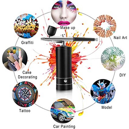 Sunshinee Şarj Edilebilir Akülü Airbrush Kompresörü, 30PSI Seti - Siyah (Yurt Dışından) indirimleri