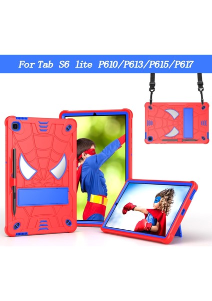 Samsung Galaxy Tab S6 Lite P610 P615 P617 10.4 Inç Koruyucu Kılıf Zırhlı Tank Darbeye Dayanıklı Standlı Omuz Askılı Katmanlı Koruma Kalem Yerli Kapak Kırmızı Lacivert modelleri