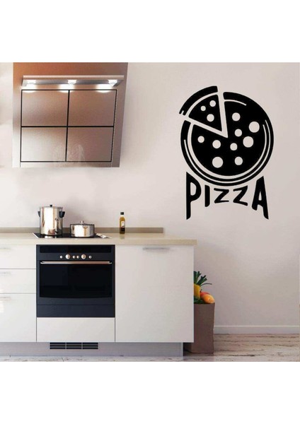 Fast Food Pizza Silüeti Mutfak Dekoratif Duvar Sticker, Çıkartma