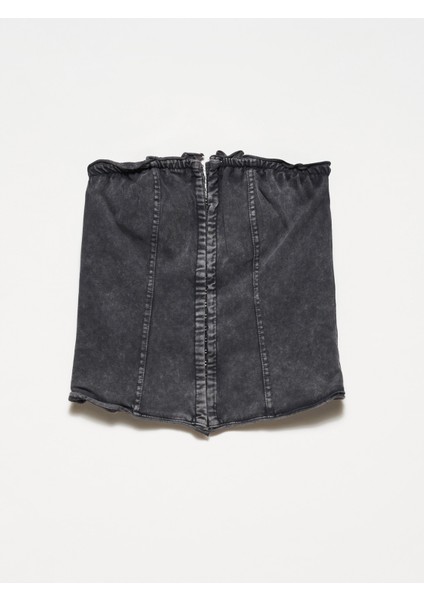 20662 Yıkamalı Korse Top-Antrasit