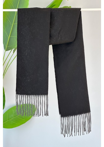Püsküllü Buklet Atkı Şal 45X200 cm 1285 Siyah