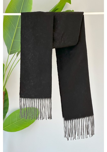 Püsküllü Buklet Atkı Şal 45X200 cm 1285 Siyah