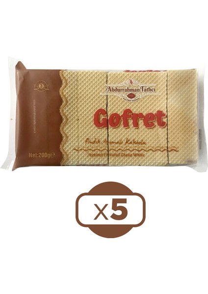 Abdurrahman Tatlıcı Gofret Kakaolu 200 gr 5 Li