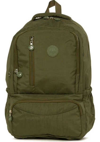 Haki Oval Cepli Dik Fermuarlı Büyük Paraşüt Sırt Çantası