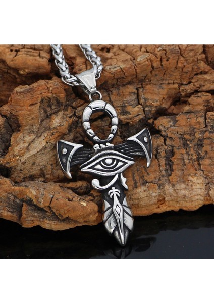 Eye Of Horus Mısır Mitolojisi Ankh Nil Anahtarı Erkek 316L Çelik Kolye